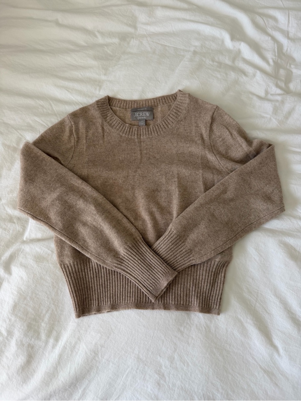 J. Crew Women's Cashmere Crewneck Sweater in Taupe Brown